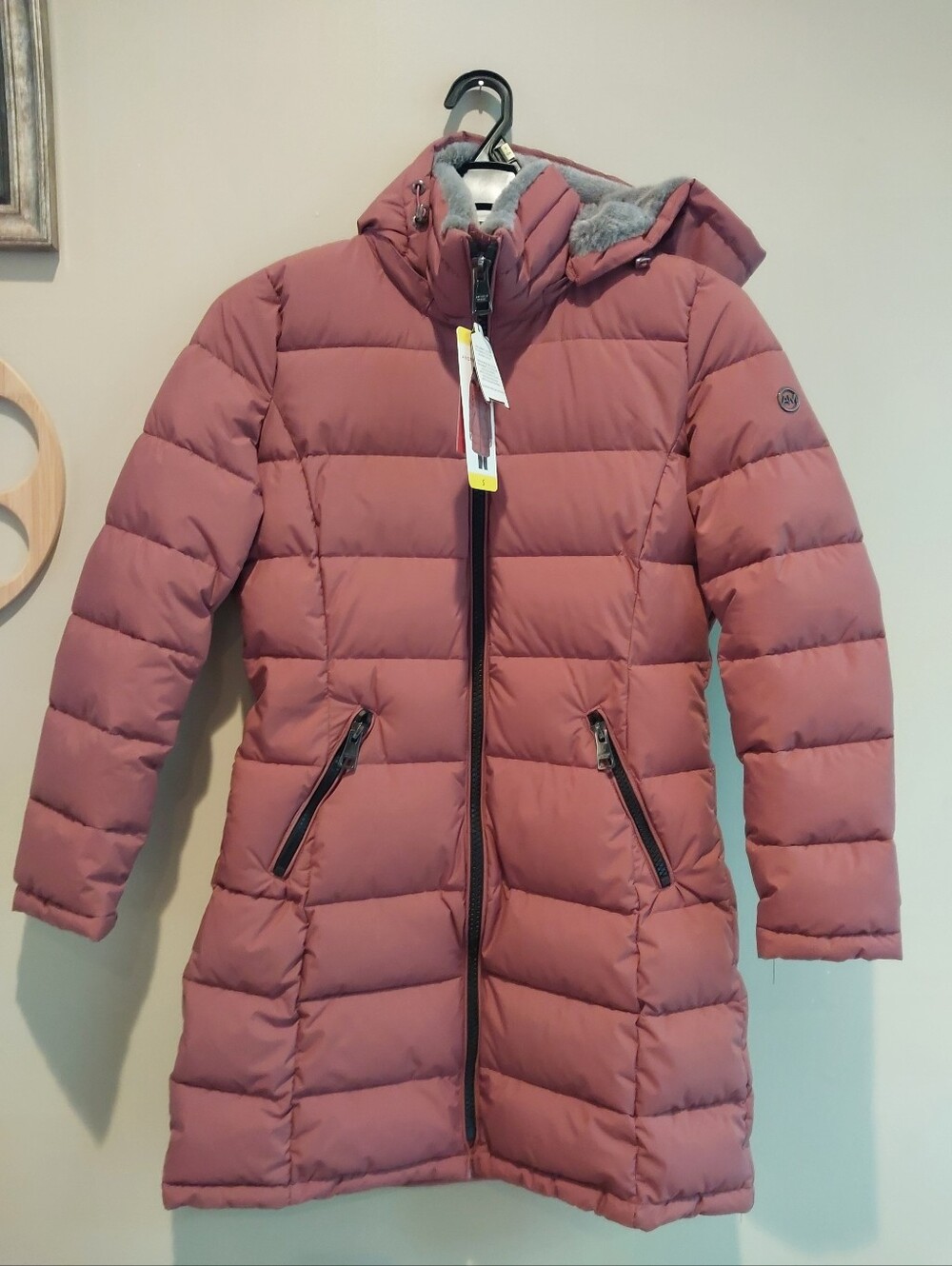 Andrew Marc Stretch Hooded Pink Mid-Length Puffer Coat Jacket Women’s S